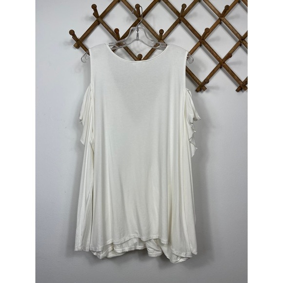 Venus Plus Size Draped SleeveTop in White Size 2X - Picture 4 of 10